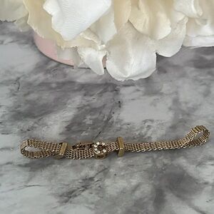 MONET mesh dainty C Initial gold tone bracelet 7”